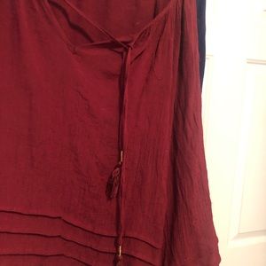 Burgundy peasant blouse.